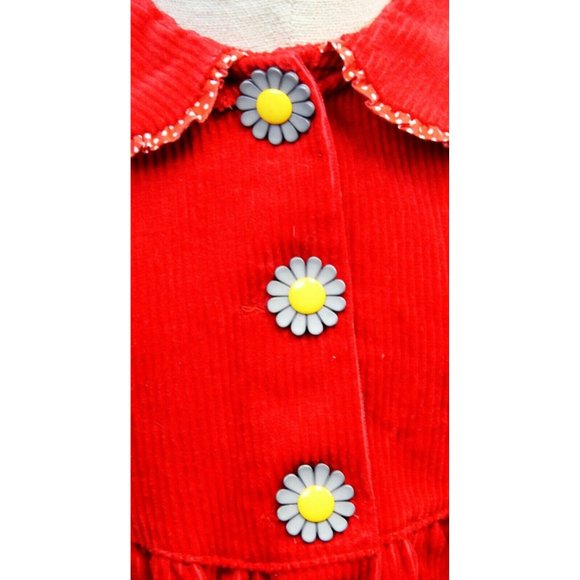 Vtg 1990s Kidzcloz Red Corduroy 1-pc Bubble Jumpsuit Flowers Little Girl Sz 18M - Picture 4 of 12